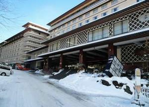 Hotel facade in winter